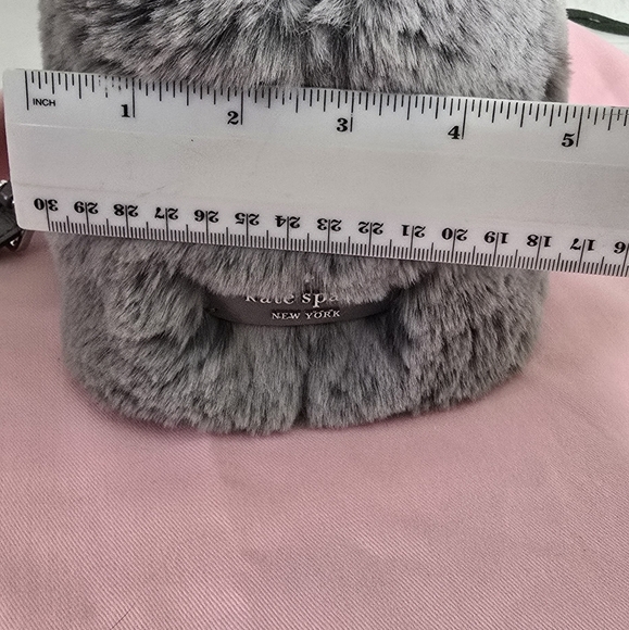 NWOT Kate Spade Eva Faux Fur Bucket Crossbody Bag Grey & dust bag, care booklet - Picture 11 of 14